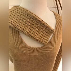 Calvin Klein Acrylic A-line Lg Sleeve Pull-On Sweater Dress in Flexible Rib Knit